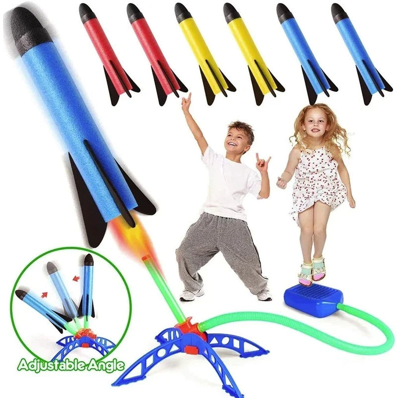 Kids Air Powered Rocket Launcher Toy Outdoor Foot Pump Soaring Rocket - NEW*