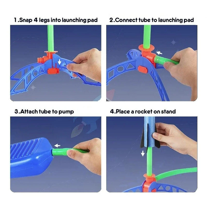 Kids Air Powered Rocket Launcher Toy Outdoor Foot Pump Soaring Rocket - NEW*