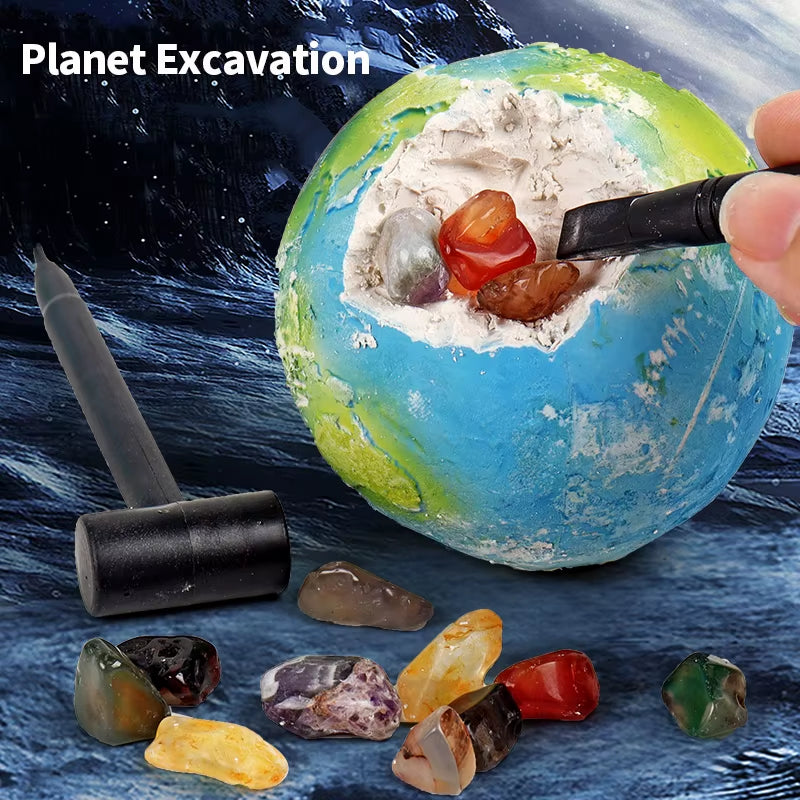 Unearth the Cosmos -Solar System Planet Excavation Kit - Interactive Gemstone Digging, Puzzle Adventure Toys