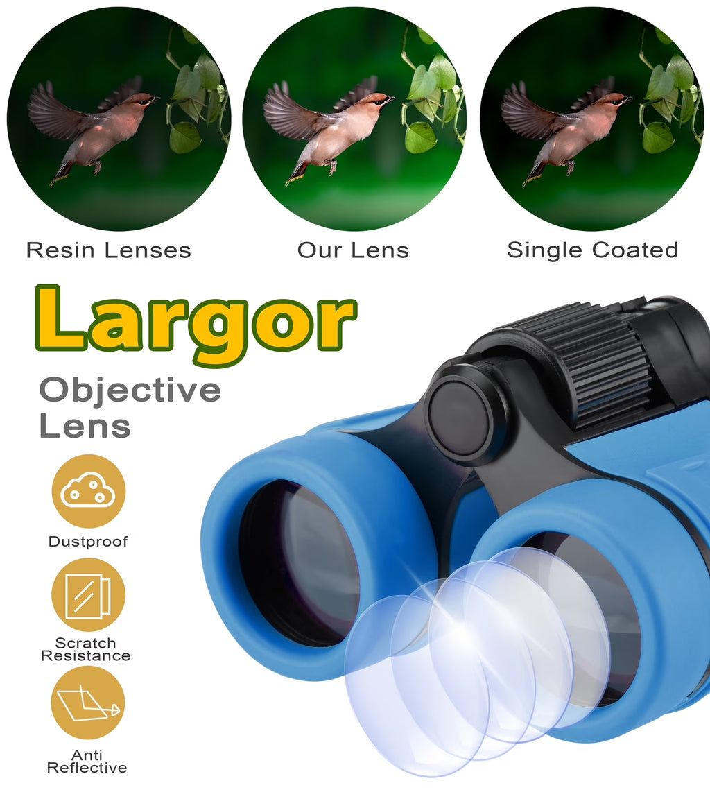 S Syxspecial Binoculars for Kids, 30 Mm with Cleaning Cloth, Blue, 1 Count