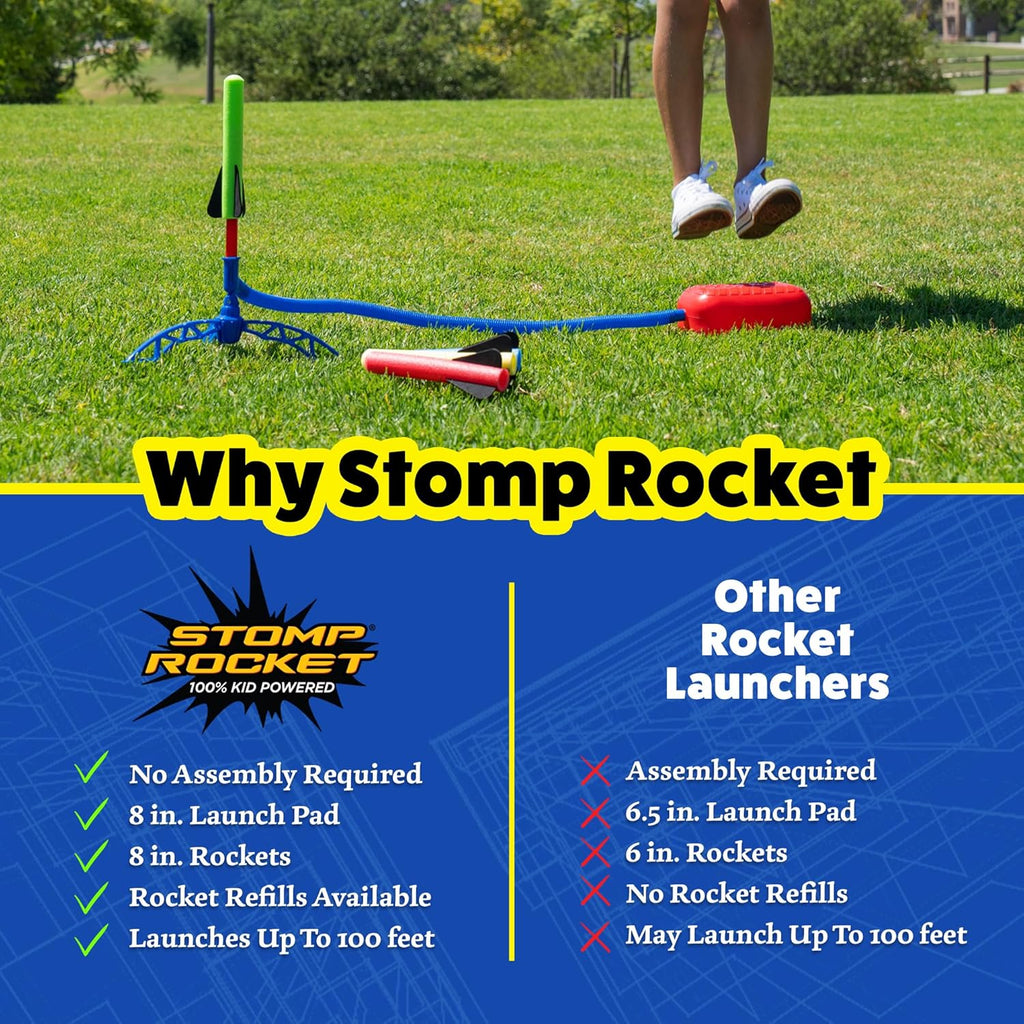 Jr Glow Rocket Launcher for Kids, 7 Rockets - Glow in the Dark Fun Backyard & Outdoor Kids Toys Gifts for Boys & Girls -Toy Soft Foam Blaster Set - Multi-Player Adjustable Launcher Stand