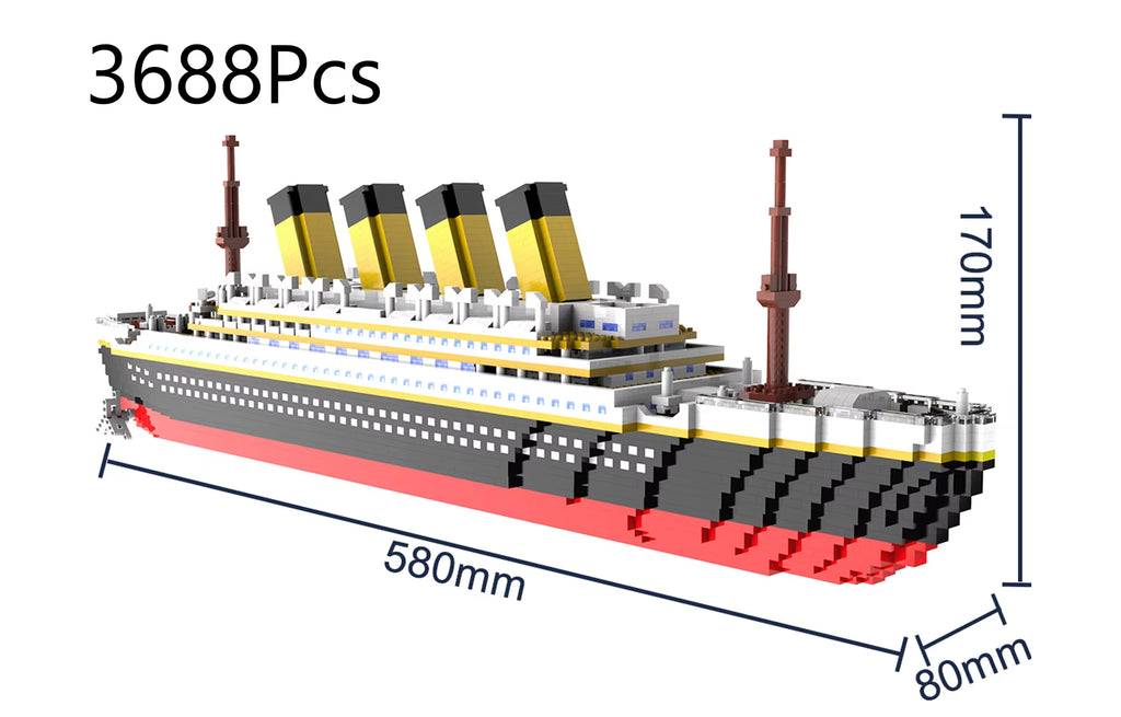 Small Particle Building Block Assembly Toy Titanic Giant Boy Girl Puzzle Cruise Ship Brick Model Kit Desltop Birthday Gift Child